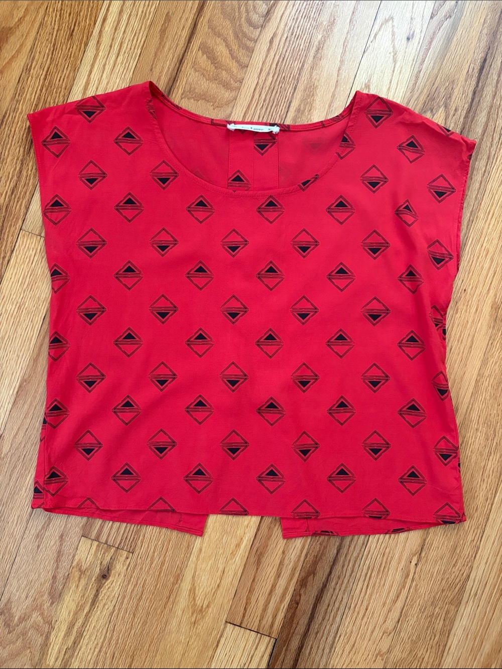 Marine Layer Red Short Sleeve Printed Crop Top